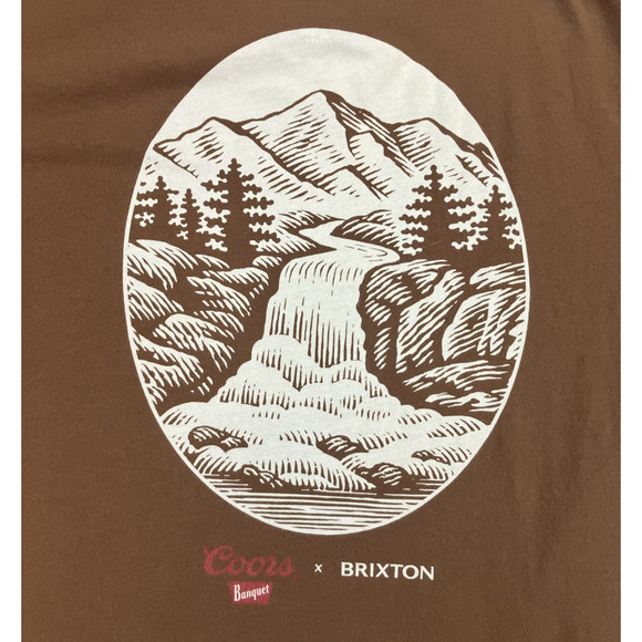 Brixton Coors Banquet Beer Size Large Long Sleeve Colorado Rockey Mountain Brown - Picture 4 of 8